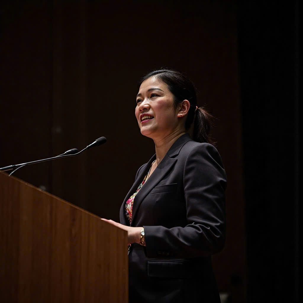 Davina Phan speaking at JACCS corporate event